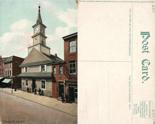 CHESTER PA CITY HALL ANTIQUE POSTCARD