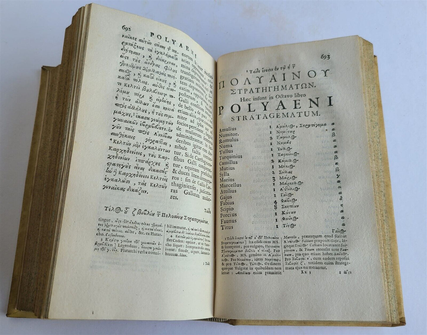 1691 STRATAGEMS in WAR by POLYAENUS antique VELLUM BINDING