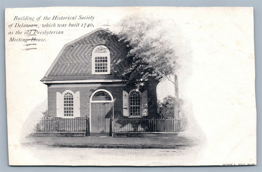 WILMINGTON DE OLD PRESBYTERIAN MEETING HOUSE ANTIQUE PRIVATE MAILING POSTCARD