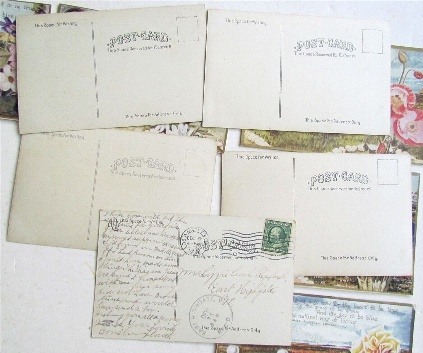 LOT of 10 ANTIQUE POSTCARDS w/ FAMOUS WRITERS QUOTES