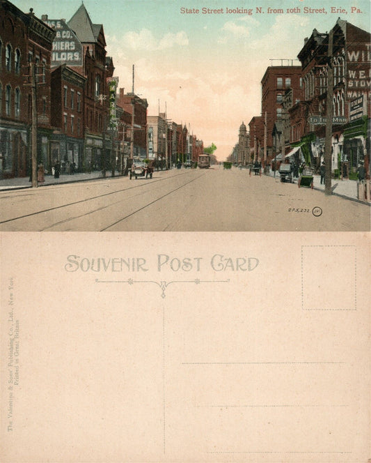 ERIE PA STATE STREET FROM 10th ANTIQUE POSTCARD