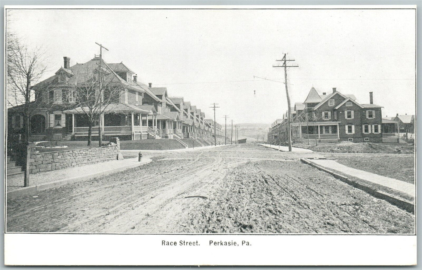 PERKASIE BUCKS COUNTY PA RACE STREET ANTIQUE POSTCARD