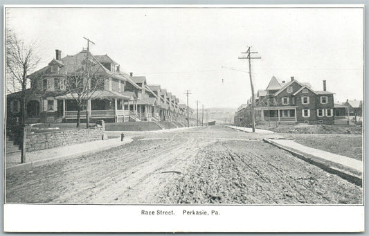 PERKASIE BUCKS COUNTY PA RACE STREET ANTIQUE POSTCARD