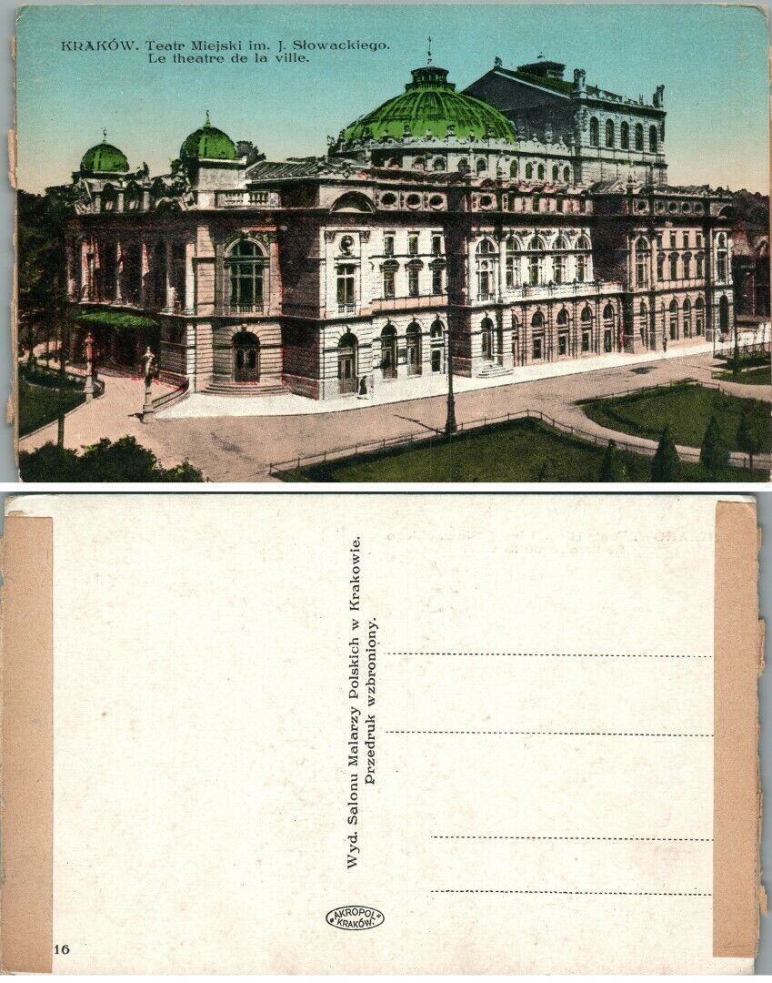 ANTIQUE POLISH POSTCARD TEATR MIEJSKI IM. J.STOWACKIEGO KRAKOW POLAND