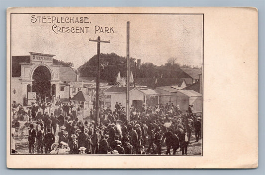 EAST PROVIDENCE RI CRESCENT PARK STEEPLECHASE UNDIVIDED ANTIQUE POSTCARD