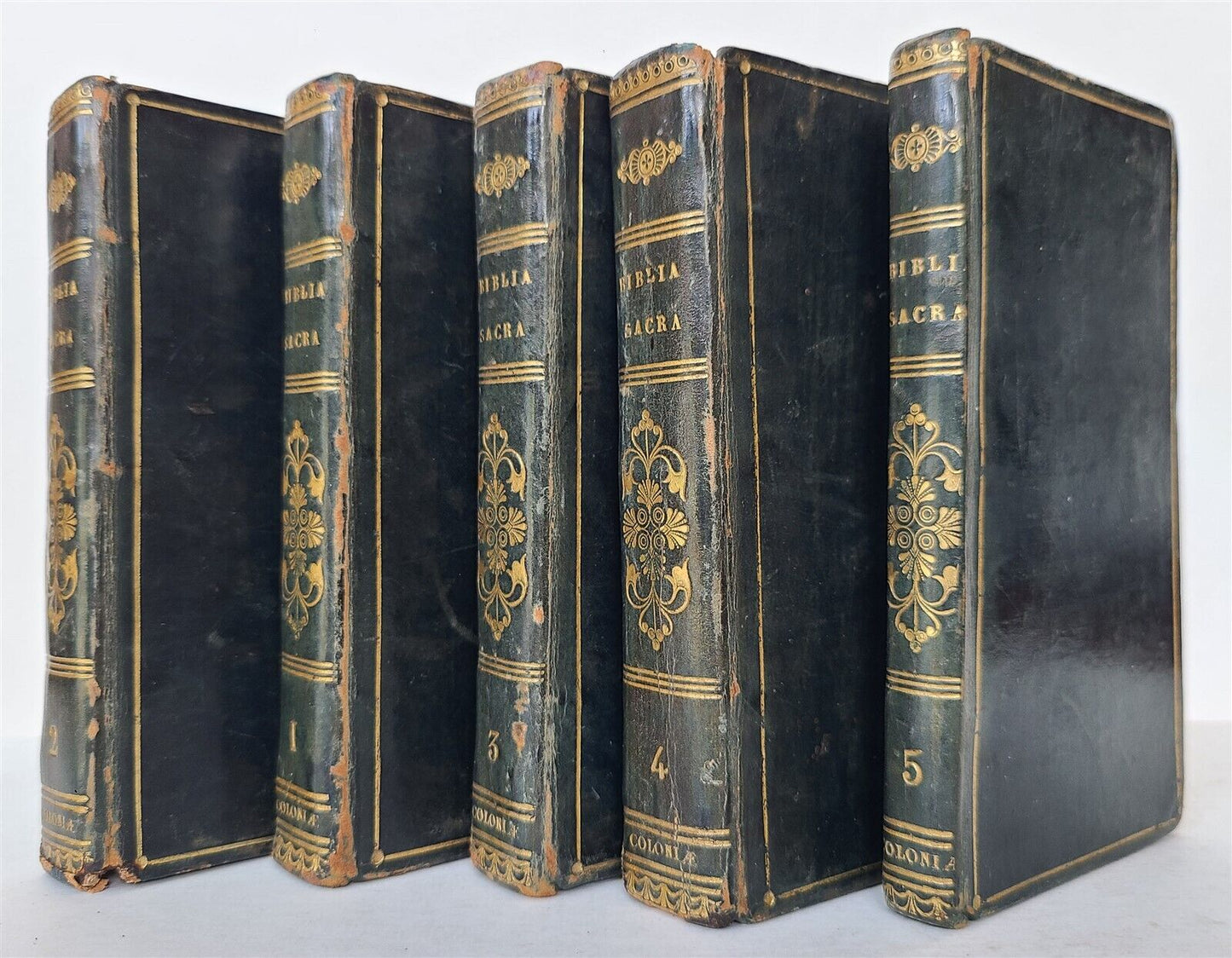 1679 BIBLE 5 VOLUMES SET antique BIBLIA SACRA in LATIN