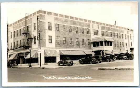 CADILLAC MI NORTHWOOD HOTEL ANTIQUE REAL PHOTO POSTCARD RPPC