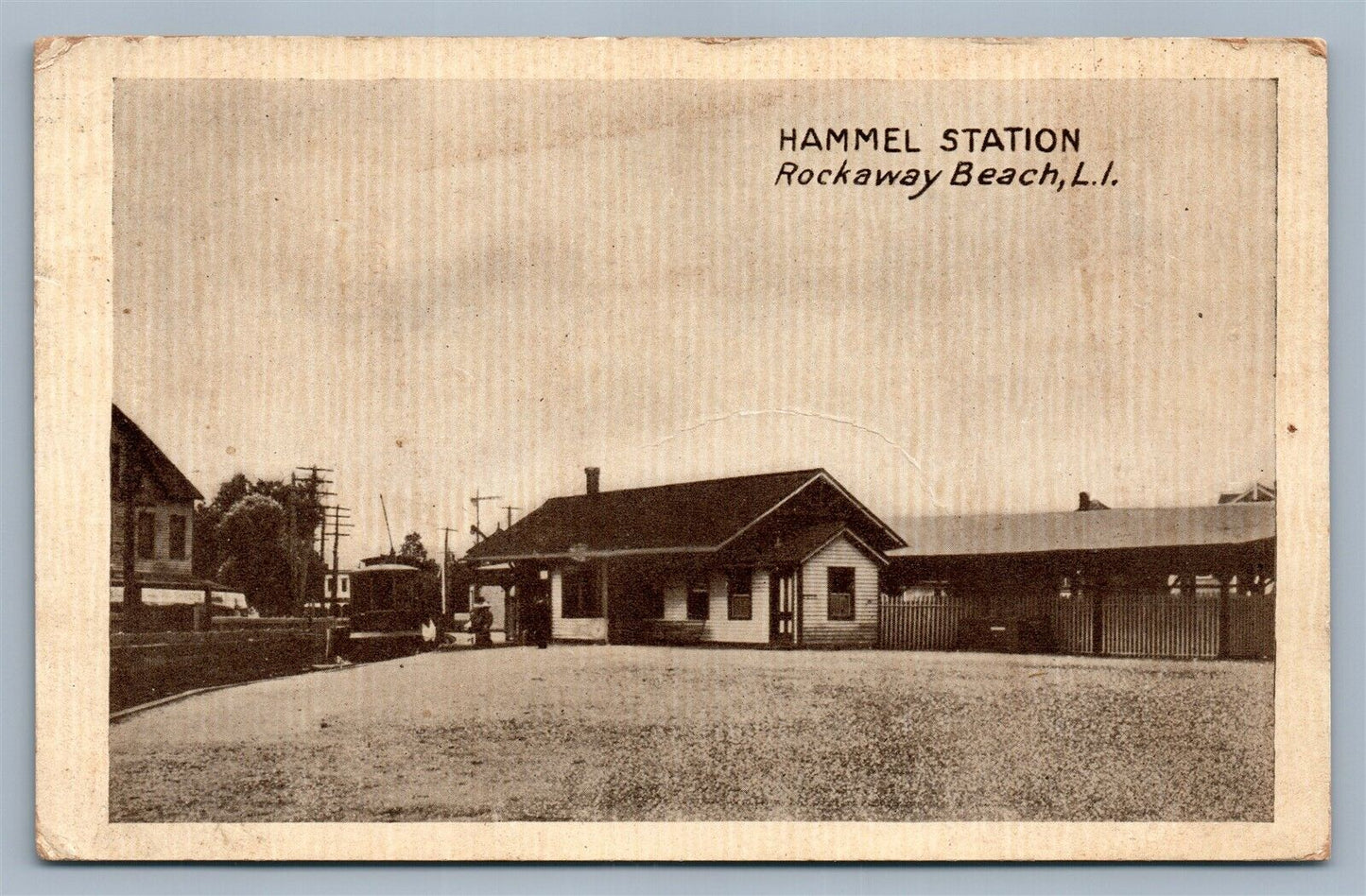 ROCKAWAY BEACH LI NY HAMMEL RAILROAD STATION railway depot ANTIQUE POSTCARD