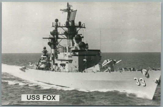 MILITARY SHIP U.S.S. FOX VINTAGE REAL PHOTO POSTCARD RPPC