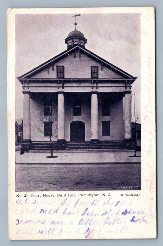 FLEMINGTON NJ COURT HOUSE BUILT 1828 ANTIQUE POSTCARD