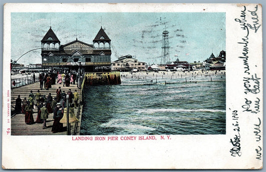 BROOKLYN NY LANDING IRON PIER 1905 UNDIVIDED ANTIQUE POSTCARD