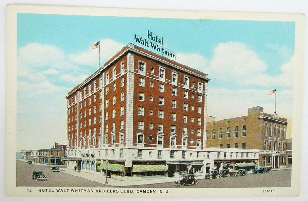 VINTAGE POSTCARD HOTEL WALT WHTMAN AND ELKS CLUB CAMDEN N.J.
