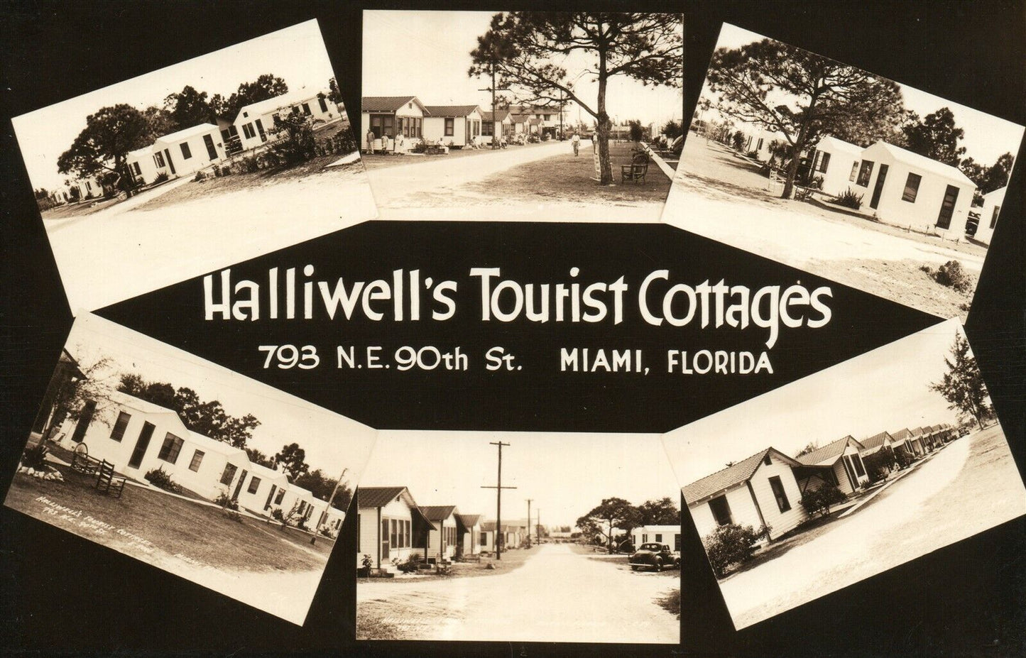 MIAMI FL HALLIWELL'S TOURIST COTTAGES VINTAGE REAL PHOTO POSTCARD RPPC