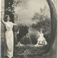 GIRLS w/ PHOTO CAMERA ANTIQUE REAL PHOTO POSTCARD RPPC