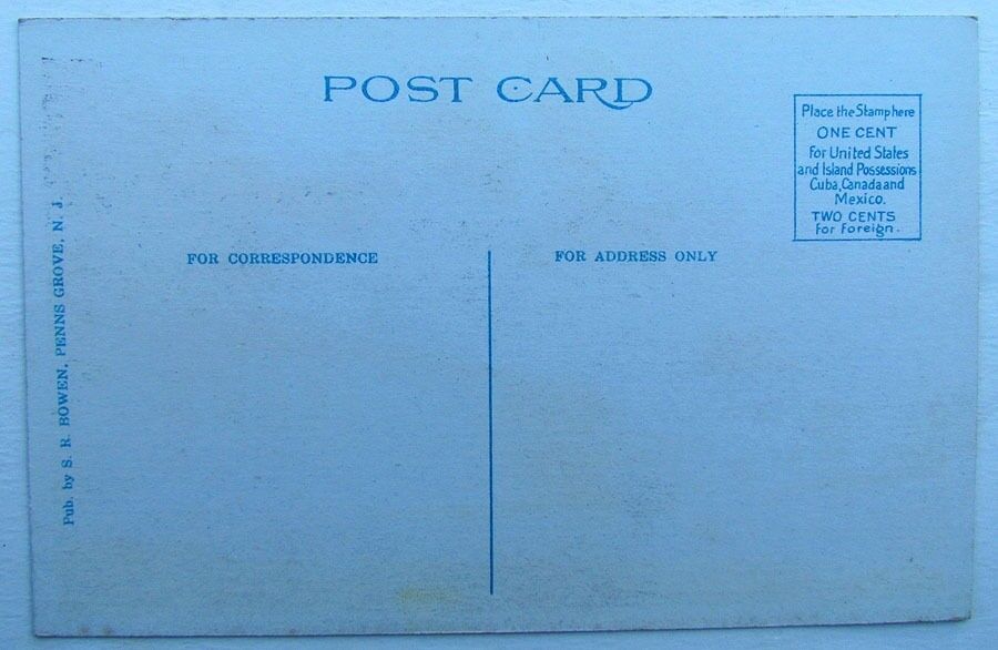 VINTAGE POSTCARD - STREET SCENE OLD RIVERSIDE CLUB HOUSE PENNS GROVE NJ