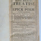 1719 MONSIEUR BOSSU'S TREATISE of the EPICK POEM antique in ENGLISH