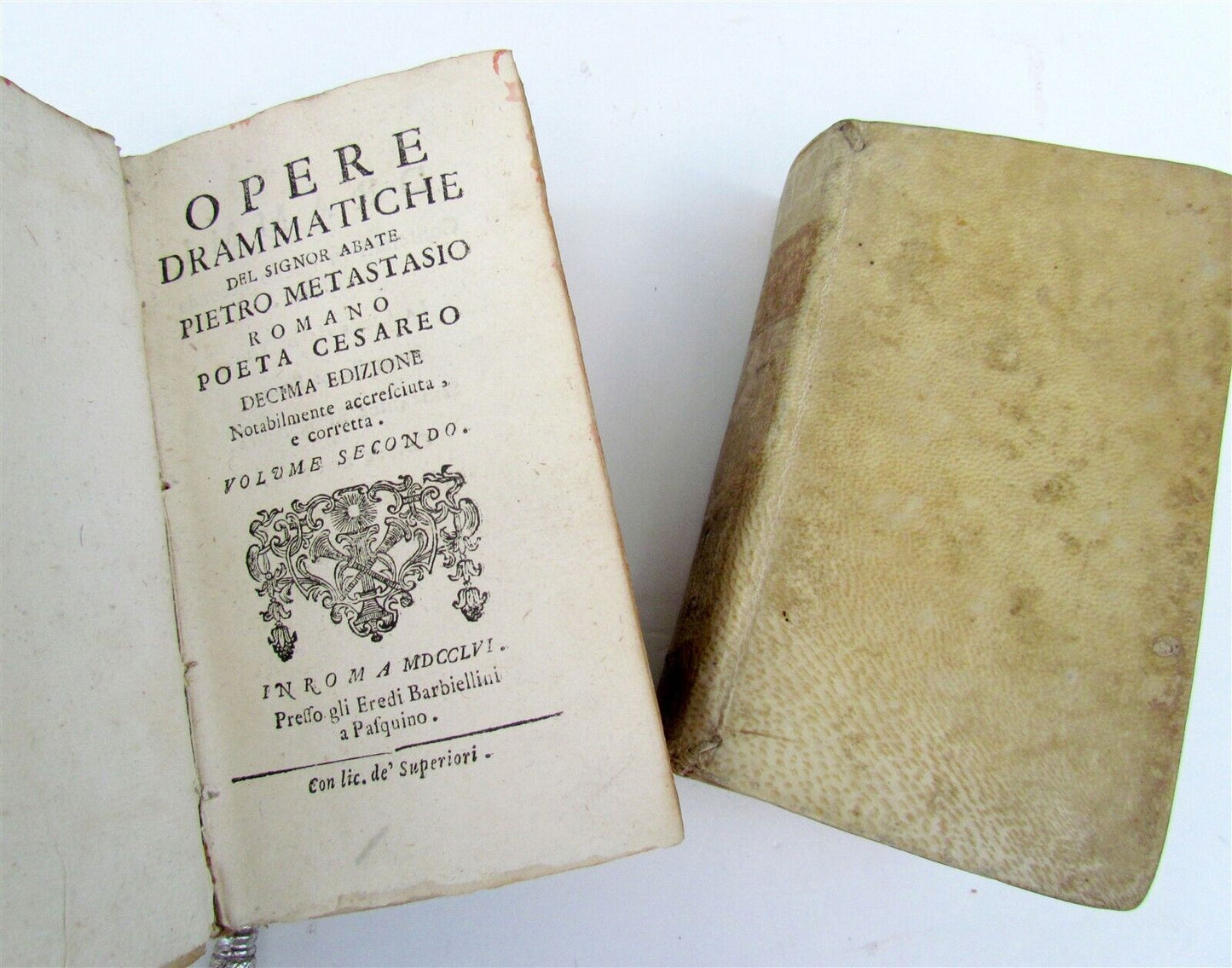 1756 PIETRO METASTASIO 5 VOLUMES antique VELLUM BOUND Opera Theatre in Italian