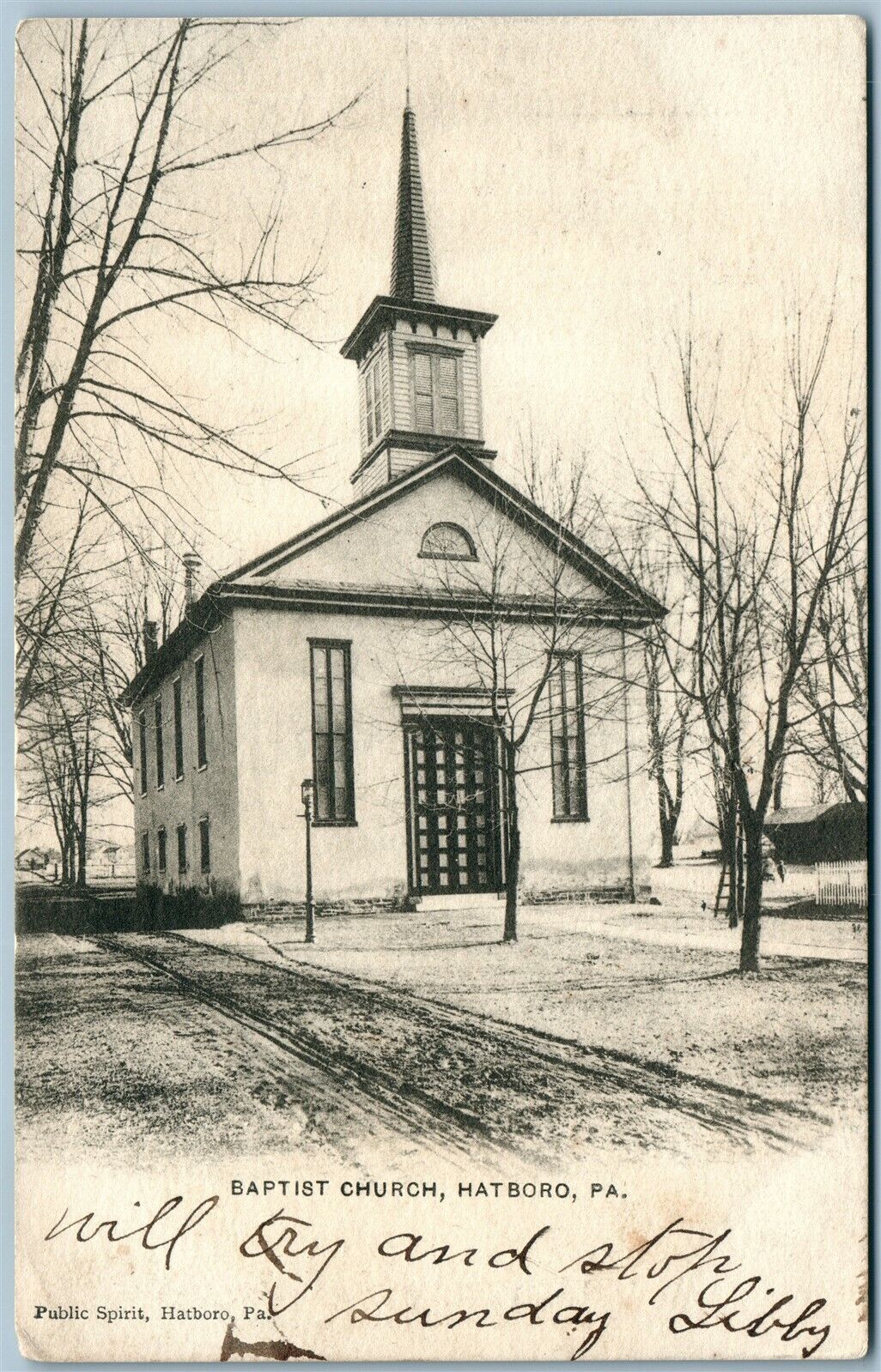 HATBORO PA BAPTIST CHURCH ANTIQUE POSTCARD