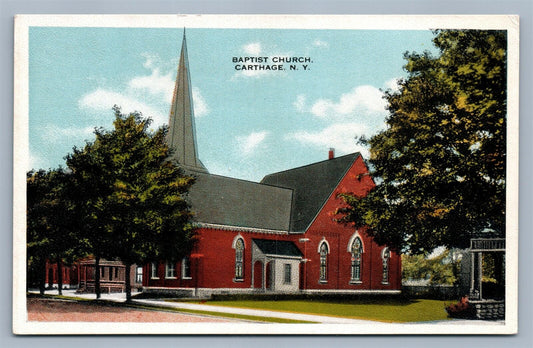 CARTHAGE NY BAPTIST CHURCH ANTIQUE POSTCARD