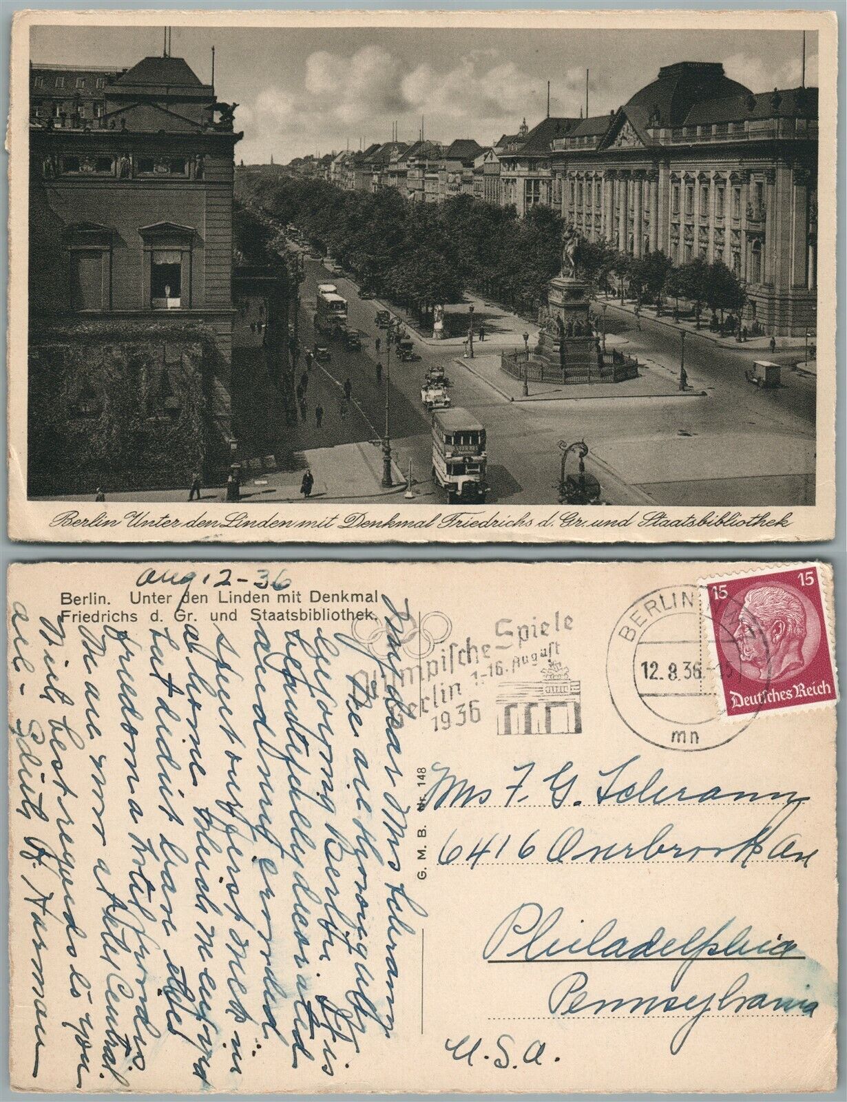 BERLIN UNTER DER LINDEN GERMANY VINTAGE POSTCARD