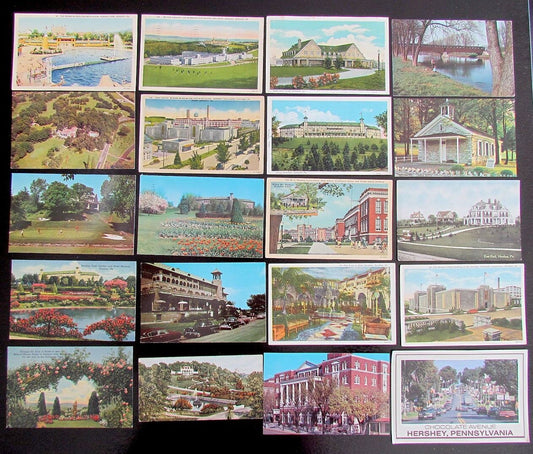 HERSHEY PA LOT OF 20 ANTIQUE & VINTAGE POSTCARDS