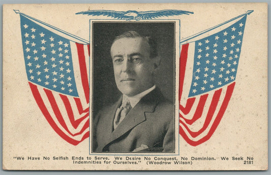 US PRESIDENT WOODROW WILSON PATRIOTIC ANTIQUE POSTCARD