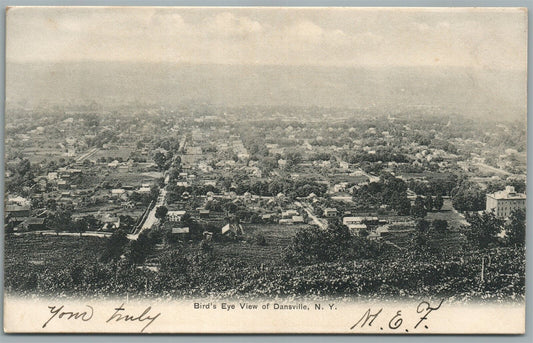 DANVILLE NY BIRDS EYE VIEW ANTIQUE POSTCARD