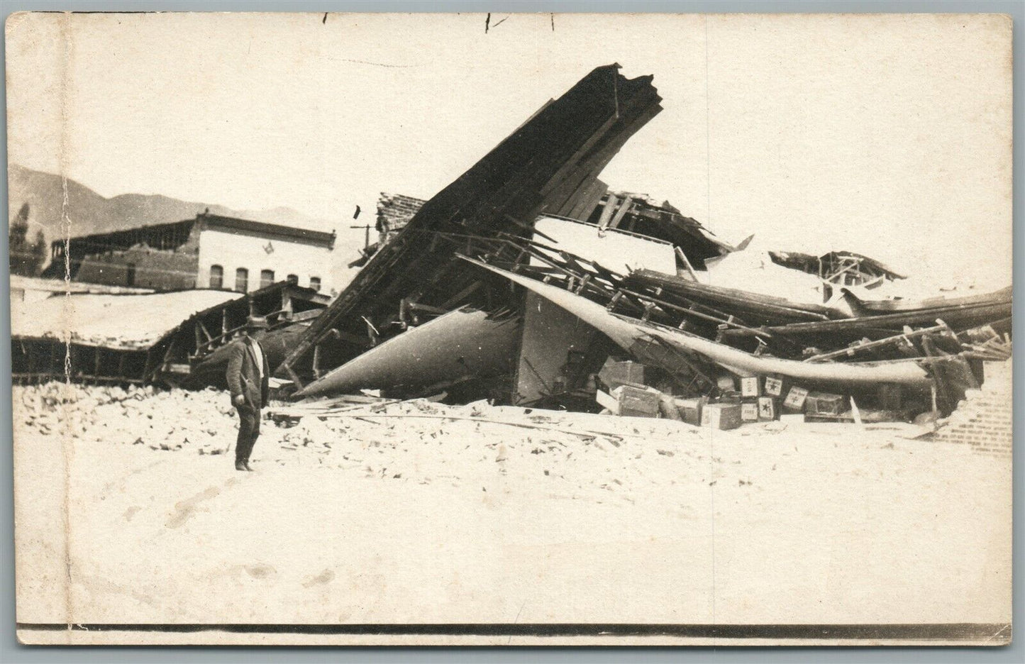 AIRPLANE CRASH ANTIQUE REAL PHOTO POSTCARD RPPC