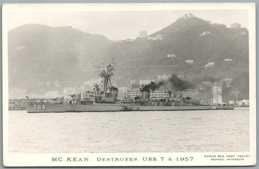 MILITARY SHIP U.S.S. McKEAN DESTROYER VINTAGE REAL PHOTO POSTCARD RPPC