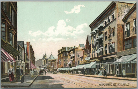 BROCKTON MA MAIN STREET ANTIQUE POSTCARD