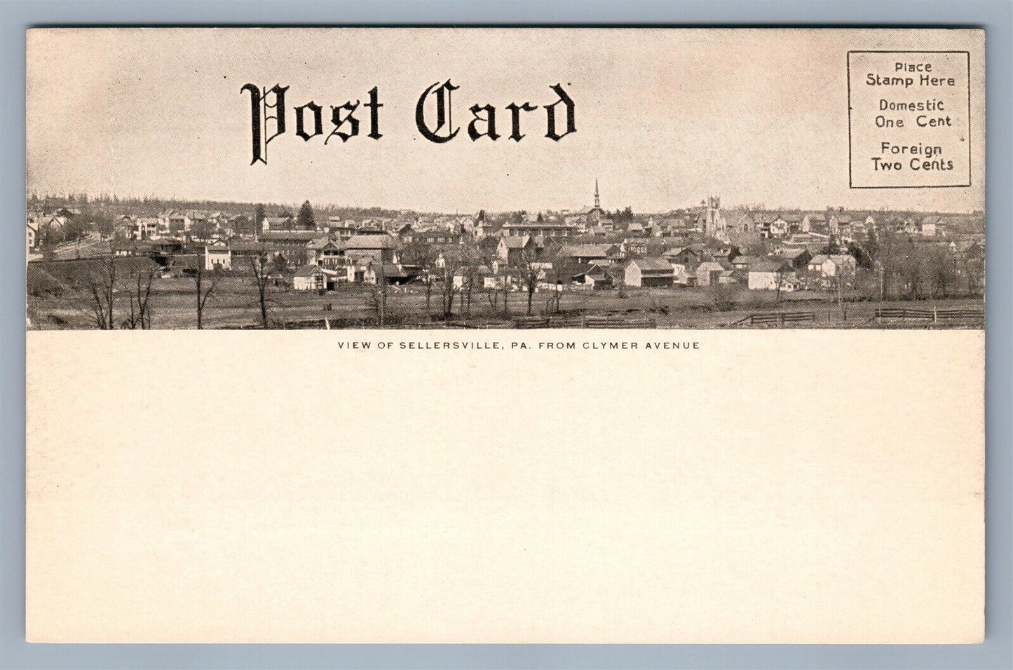 SELLERSVILLE PA FIREFIGHTERS PARADE DOUBLE SIDED ANTIQUE POSTCARD