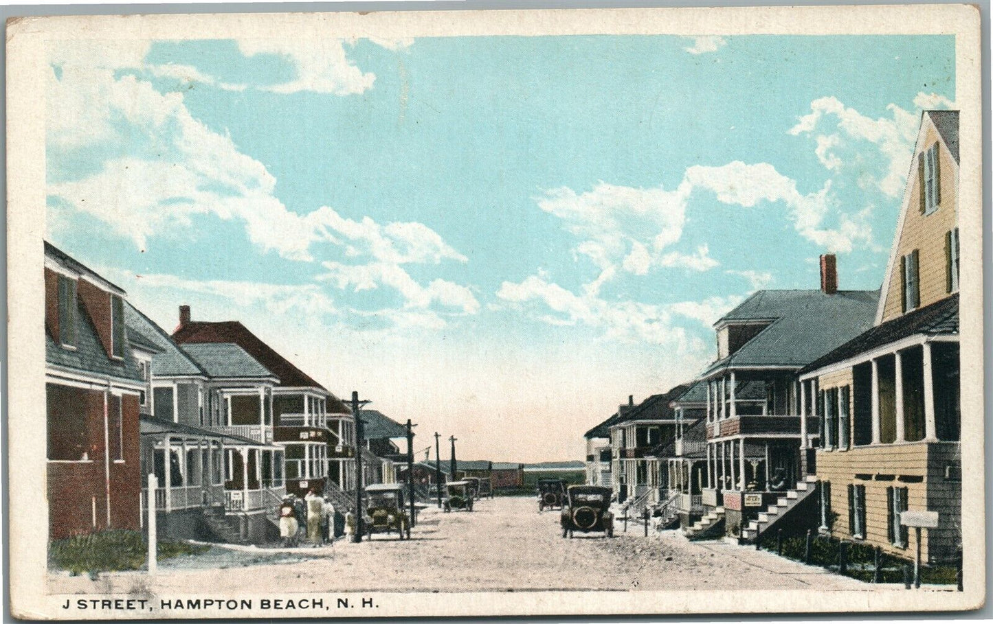 HAMPTON BEACH NH J STREET ANTIQUE POSTCARD