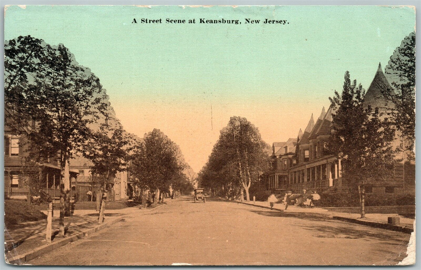 KEANSBURG NJ STREET SCENE ANTIQUE POSTCARD