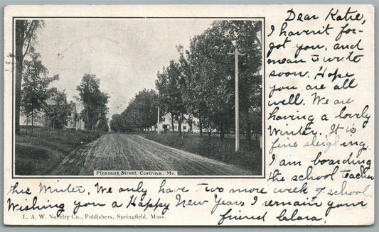 CORINNA ME PLEASANT STREET ANTIQUE POSTCARD