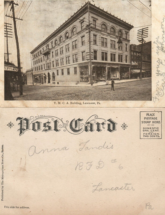 LANCASTER PA Y.M.C.A. BUILDING ANTIQUE POSTCARD