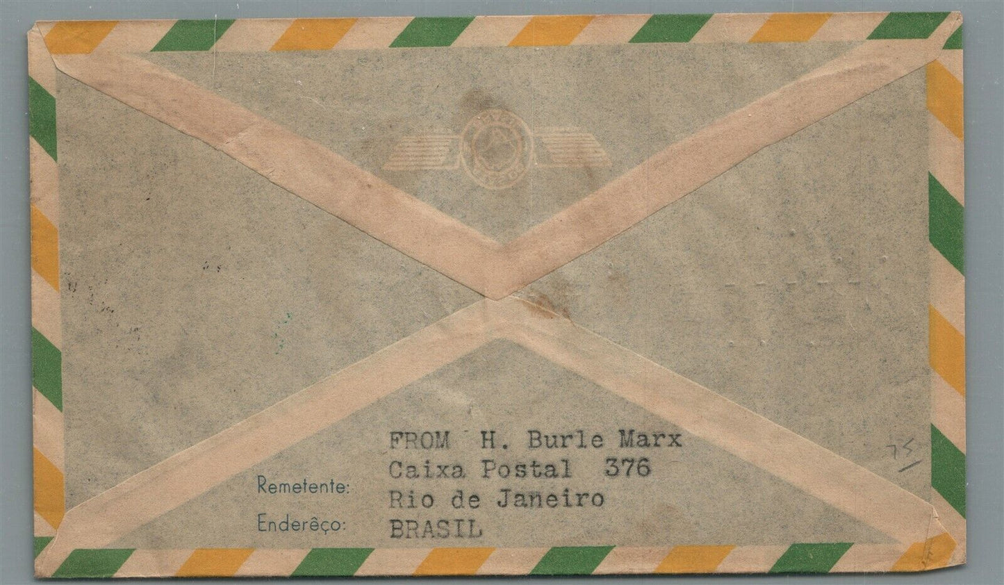 BRAZIL - UK VINTAGE COVER w/ STAMPS & PANAIR CANCEL