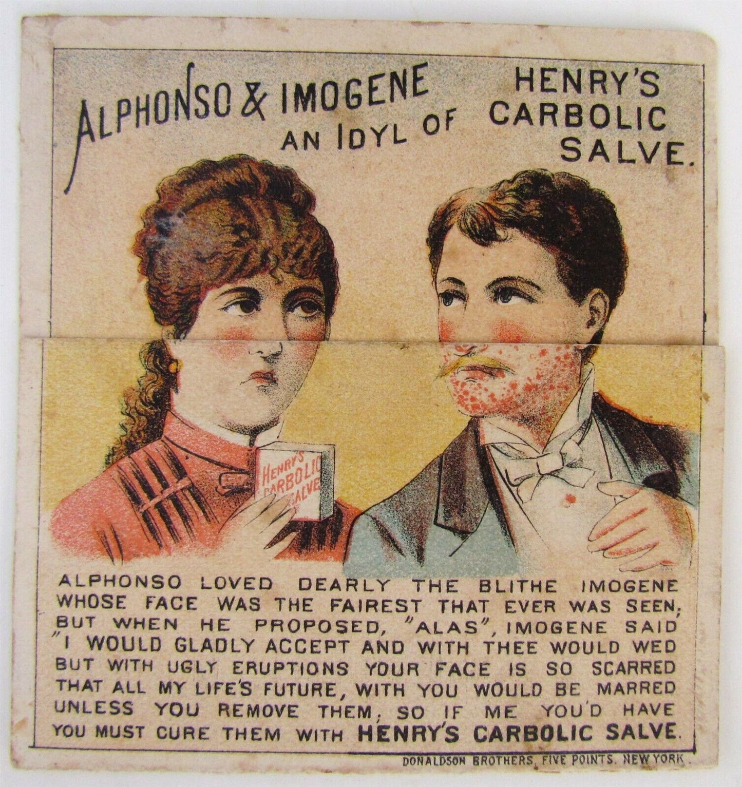 ANTIQUE MECHANICAL VICTORIAN TRADE CARD HENRY'S CARBOLIC SALVE