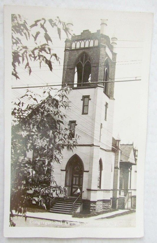 CONGREGATIONAL CHURCH NORWOOD N.Y. VINTAGE REAL PHOTO POSTCARD RPPC