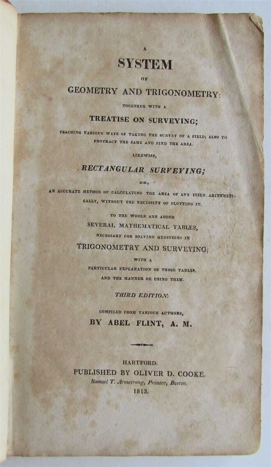 1813 SYSTEM of GEOMETRY & TRIGONOMETRY SURVEYING AMERICANA antique ILLUSTRATED