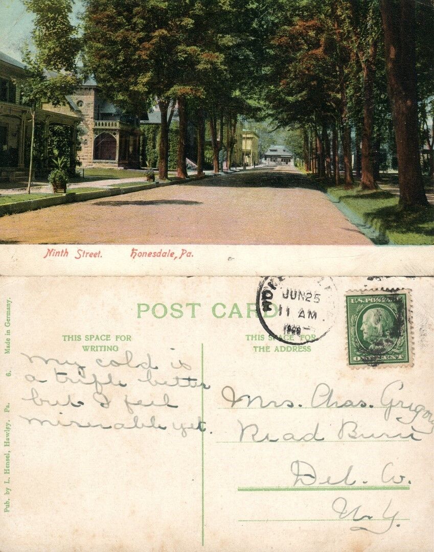 HONESDALE PA NINTH STREET ANTIQUE POSTCARD