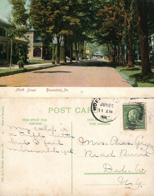 HONESDALE PA NINTH STREET ANTIQUE POSTCARD