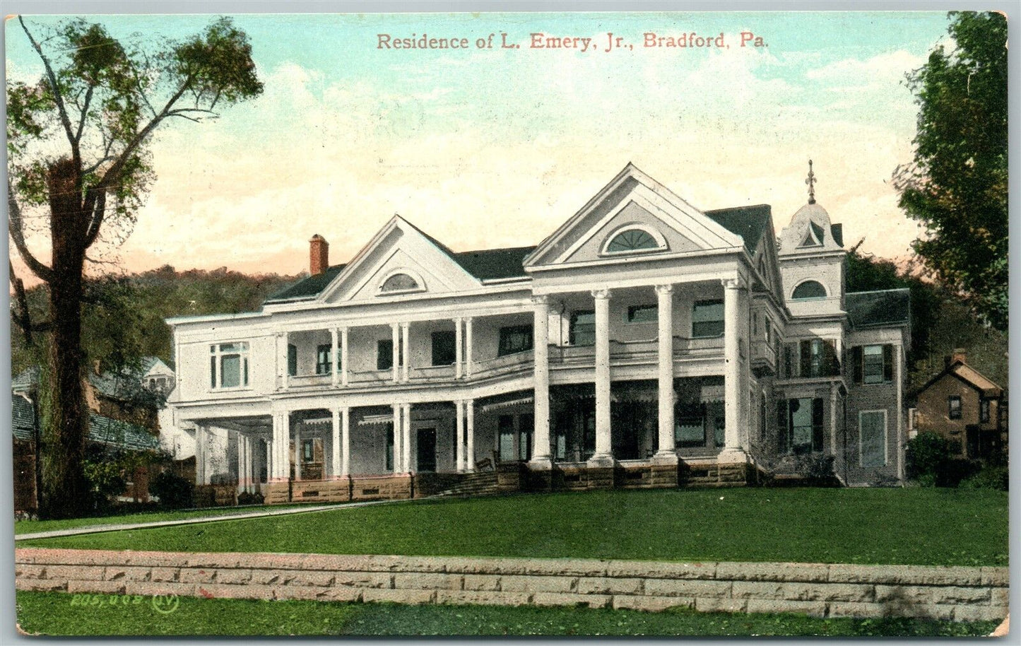 BRADFORD PA RESIDENCE of L. EMERY Jr. ANTIQUE POSTCARD