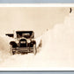 OLD CAR w/ MICHIGAN LICENSE PLATE in WINTER ANTIQUE REAL PHOTO POSTCARD RPPC