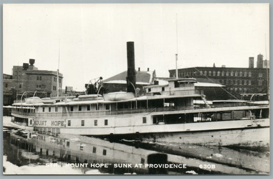 STR. MOUNT HOPE SUNK AT PROVIDENCE VINTAGE REAL PHOTO POSTCARD RPPC