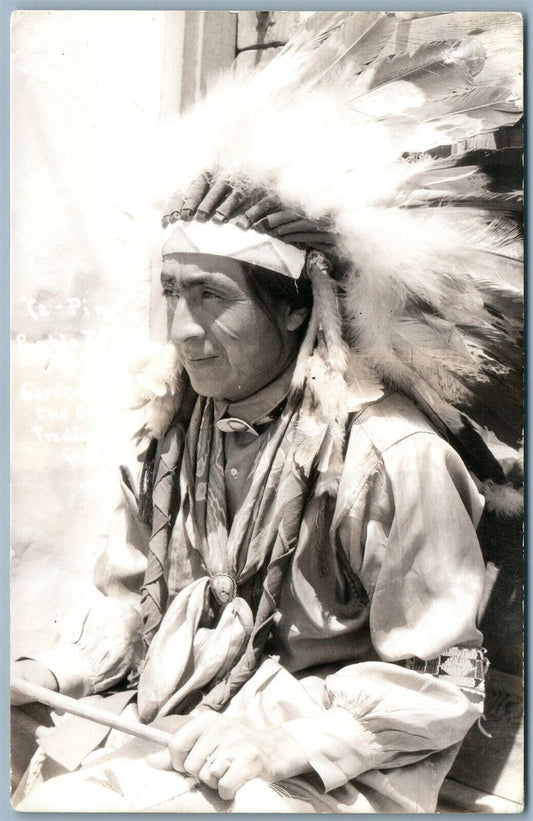 PUEBLO INDIAN TA PING GARDEN OF GODS CO ANTIQUE REAL PHOTO POSTCARD RPPC