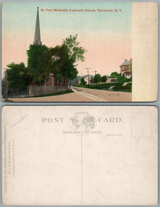 TARRYTOWN N.Y. ST.PAUL METHODIST EPISCOPAL CHURCH ANTIQUE POSTCARD