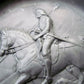 ANTIQUE PEWTER PLATE w/ ARMORED KNIGHT w/ DOG on HORSEBACK ALBECHT DURER DESIGN