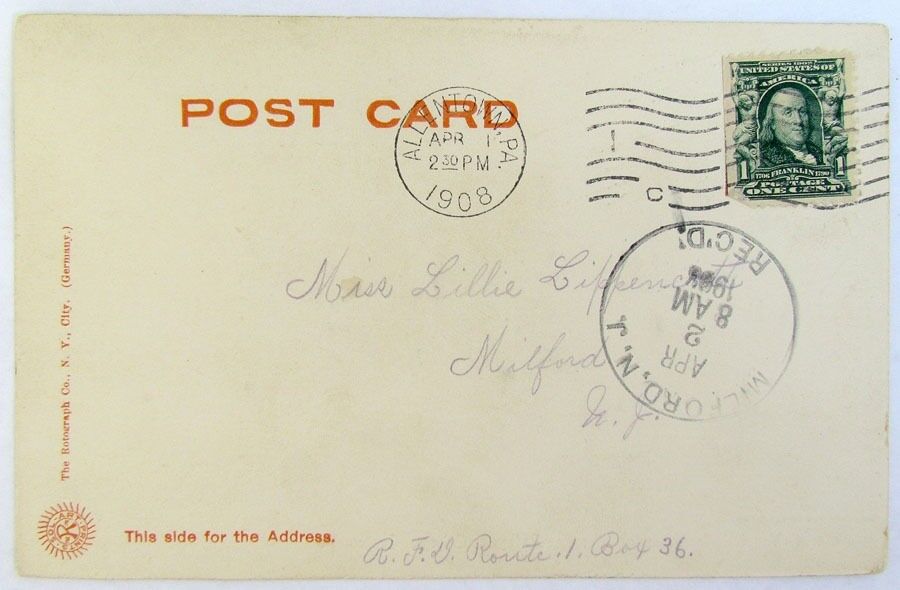 1908 ANTIQUE POSTCARD VAN WICKLE MEMORIAL LIBRARY LAFAYETTE COLLEGE EASTON PA