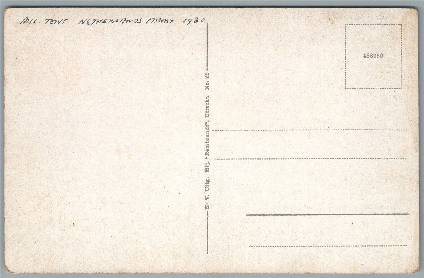 NETHERLANDS ARMY c.1930 MILITARY ANTIQUE POSTCARD