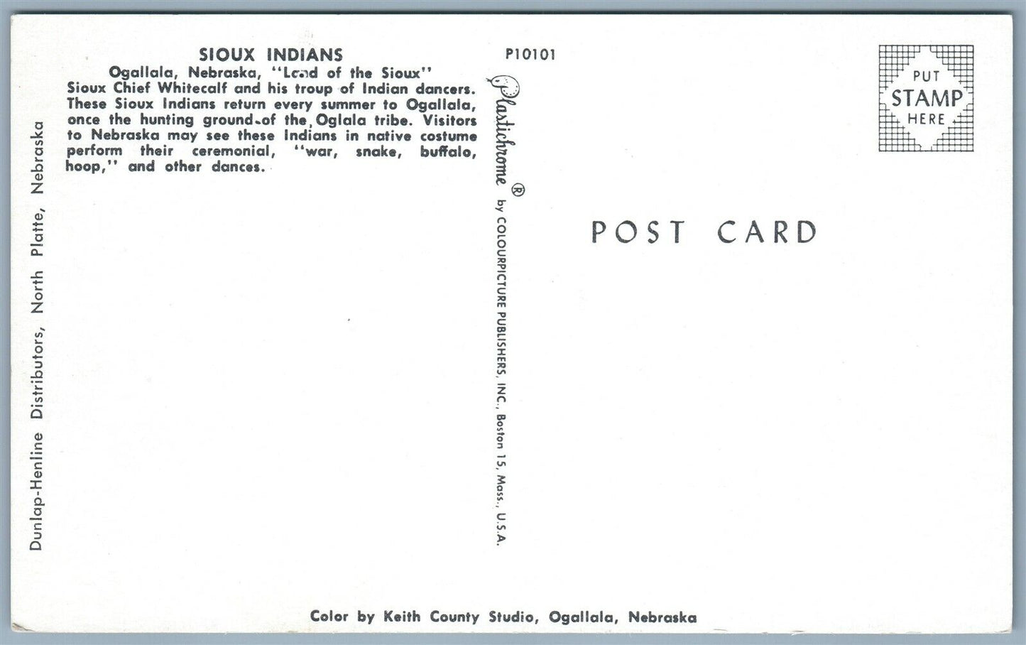 SIOUX INDIAN TRADING POST OGALLALA NE VINTAGE POSTCARD